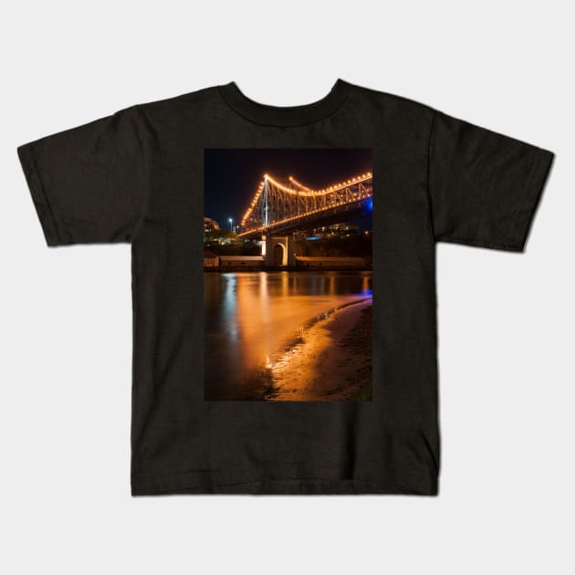 Story Bridge Glow Kids T-Shirt by krepsher